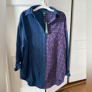 Wild Fable oversized button down plaid top with pockets!